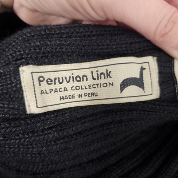 Peruvian Link Alpaca Collection Black Knit Open Cardigan Neutral Natural Country - Picture 12 of 15